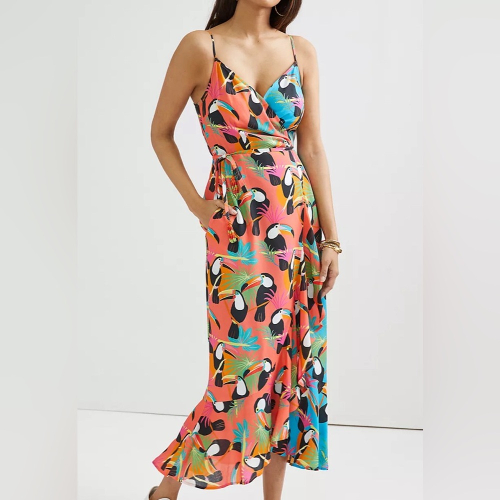 Farm Rio Toucans Wrap Maxi Dress Small